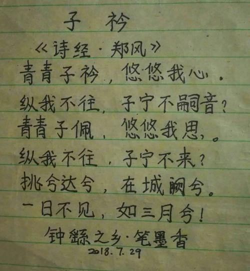 诗经子衿的翻译