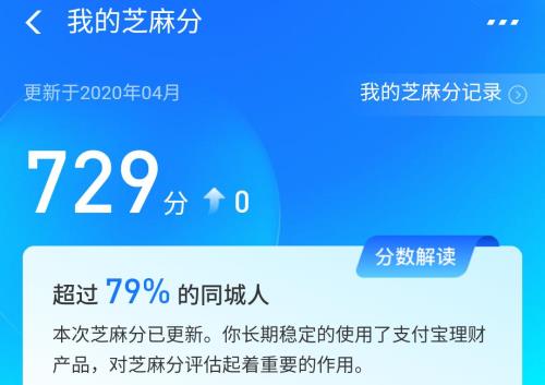 芝麻信用分一个月涨20算什么水平