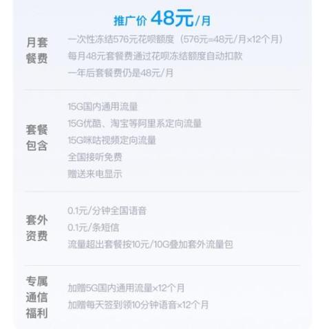 移动花卡48元包含什么app