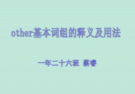 other当代词时的用法