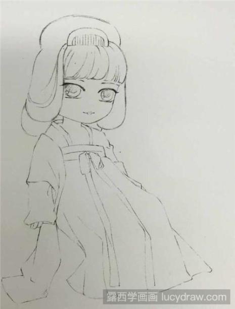 兔子简笔画古风少女