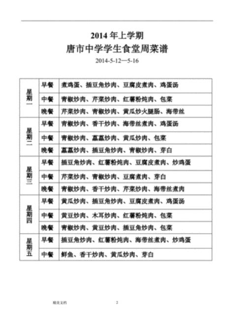 小学生食堂菜谱