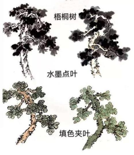 国画山水杂树丛画法