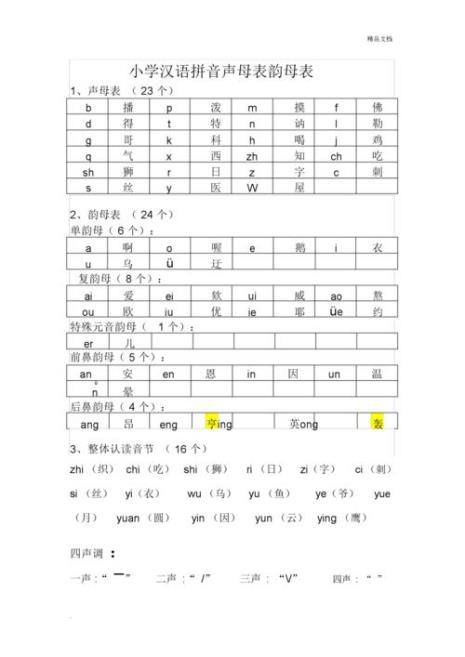 b到w的声母表