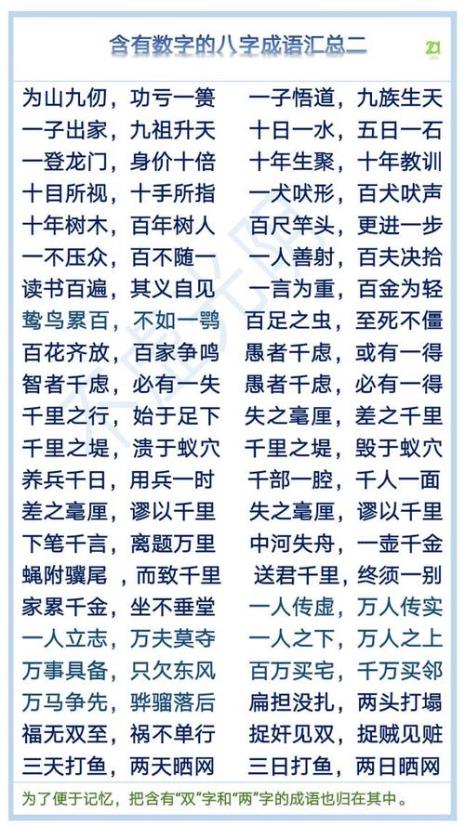 带数字的八字成语