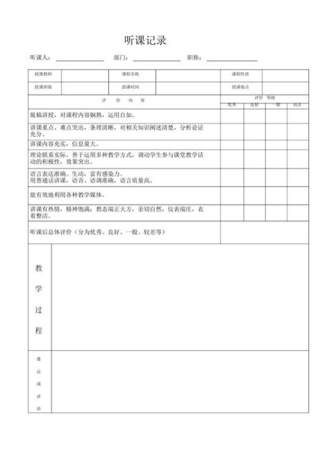 一年级家长听课记录表怎么写