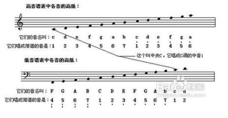 五线谱中低音do在哪个位置