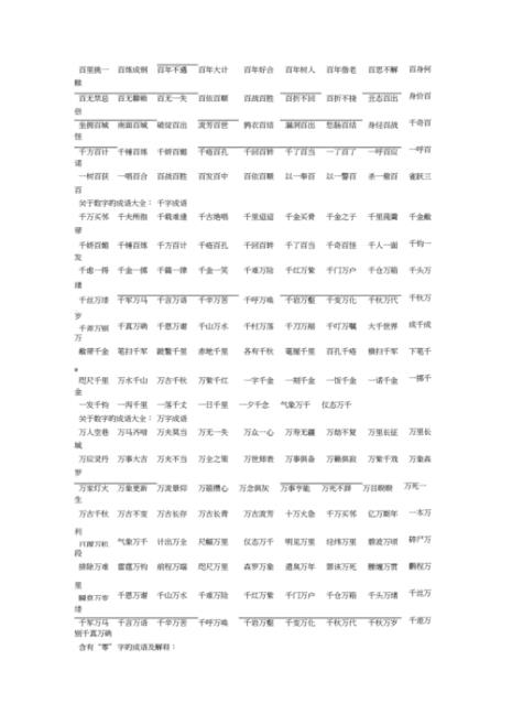 写数字的四字词语