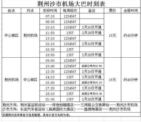 滨州市机场大巴时刻表