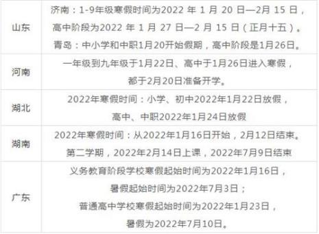 2022上海市中小学放假时间