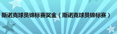 2022斯诺克球员锦标赛冠军奖金