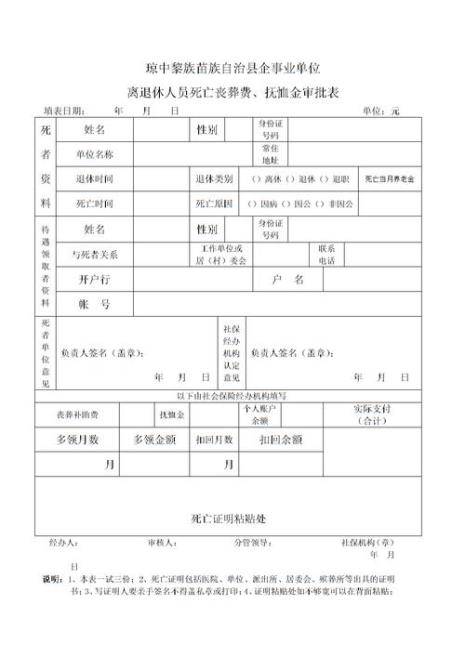 丧葬费抚恤金领取流程