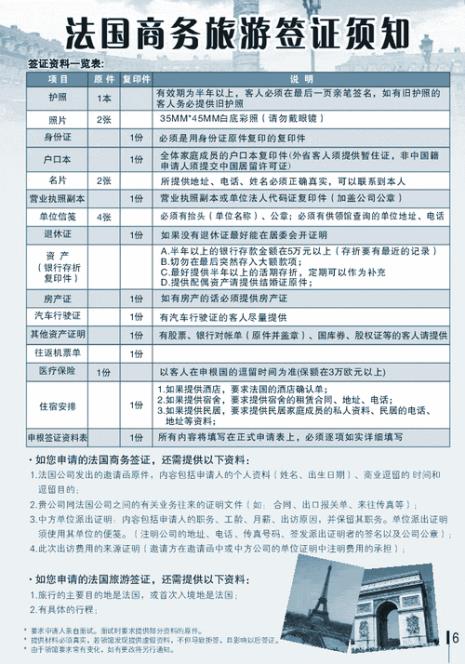 去法国工作签证需要什么资料