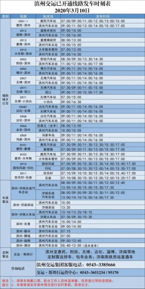 滨州到济南机场大巴时刻表