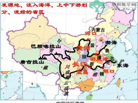 长江和黄河在地图的哪里