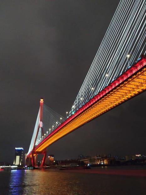 上海黄浦大桥夜景描写