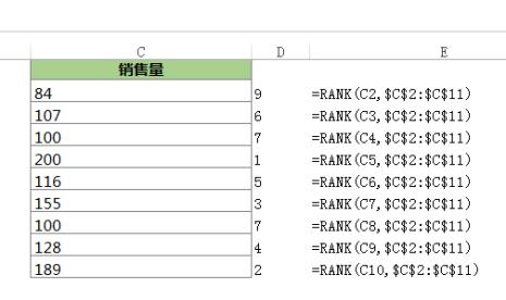 excel如何利用rank降序