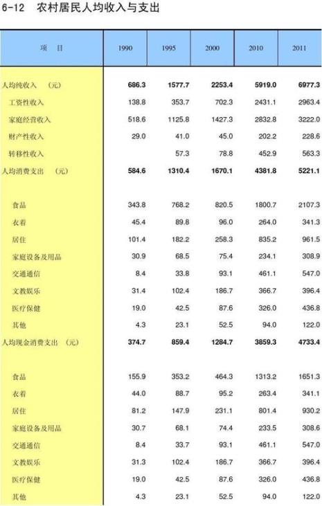 农村普通家庭人均消费