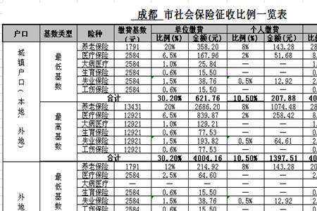 成都社保分几个挡次