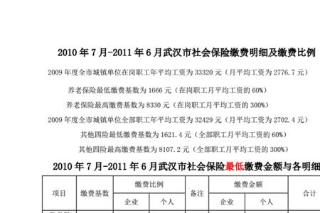 武汉城乡居民社保缴费标准