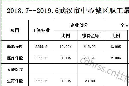 武汉市最低社保标准每月多少