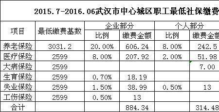 2008年武汉社保的档次