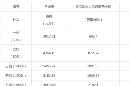 2022社保缴费标准档次