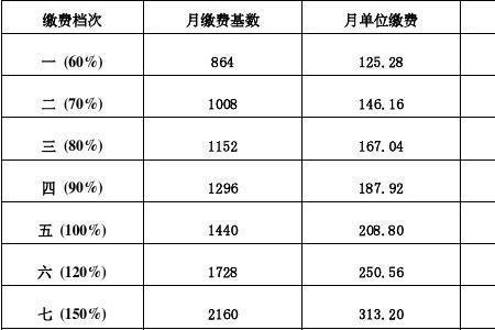 四川社保分几个档次