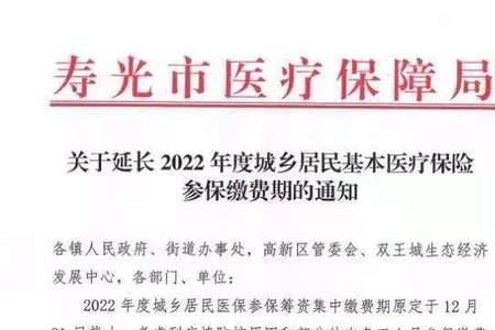 2022年寿光新农合缴费时间