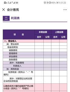 利润表一级科目定义