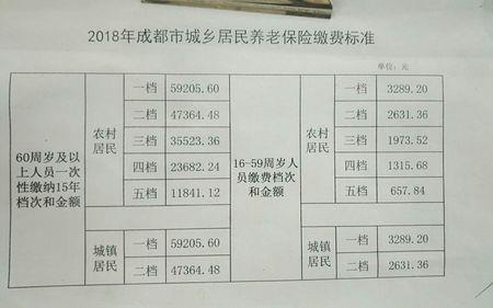 农村养老金标准对照表