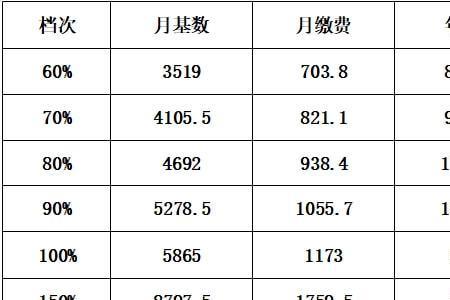 2022年城镇职工个人参保缴费档次