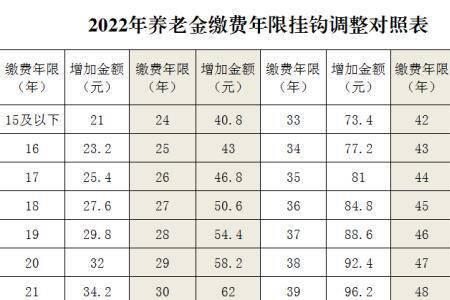 2022职工养老保险缴费标准表