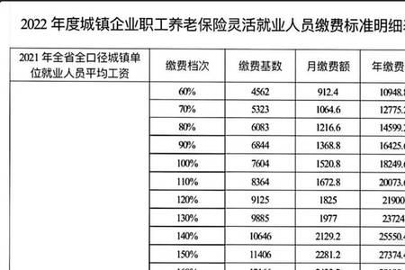 2022湖北社保缴费标准一览表