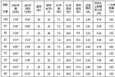 业余自由泳100米速度对照表