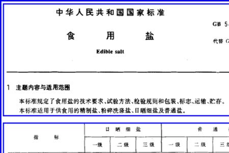 gb5461一2001食盐标准