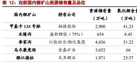 锂矿企业产能排名