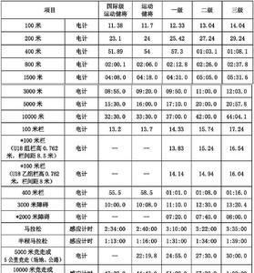 国家运动员等级标准表男子