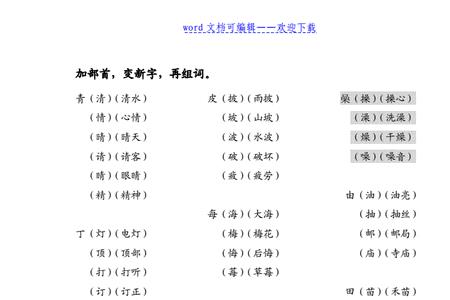 换字怎么换新偏旁变新字