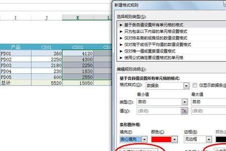 渐变填充颜色数据条的设置方法