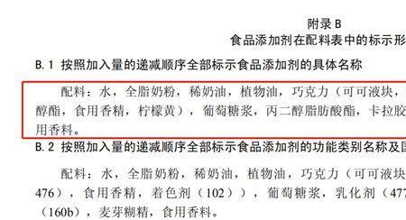 食品配料表国家标准