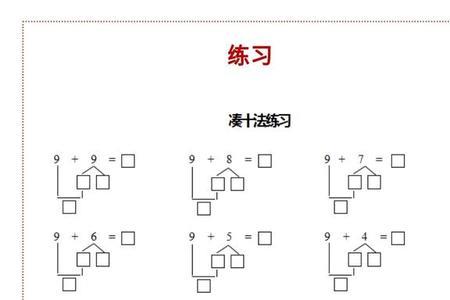 小学一年级数学破十法方程式