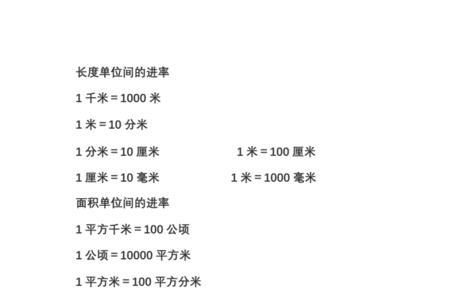 立方进率单位换算表