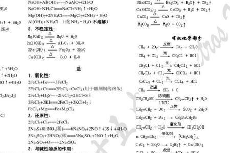 高中必修一硫的所有化学方程式