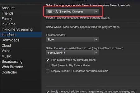 steam国际服如何改中文