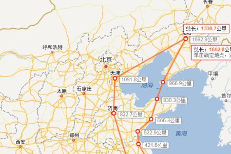 辽东半岛和胶东半岛距离