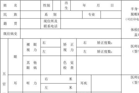 高中升大学体检项目