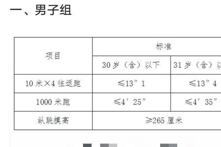 原地起跳摸高标准表