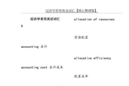 经济学常用的英语简称