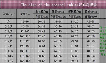 婴儿裤子尺寸标准